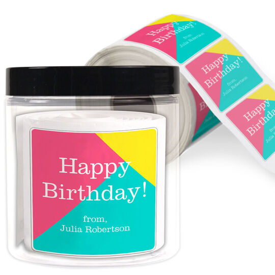 Color Block Square Gift Stickers in a Jar